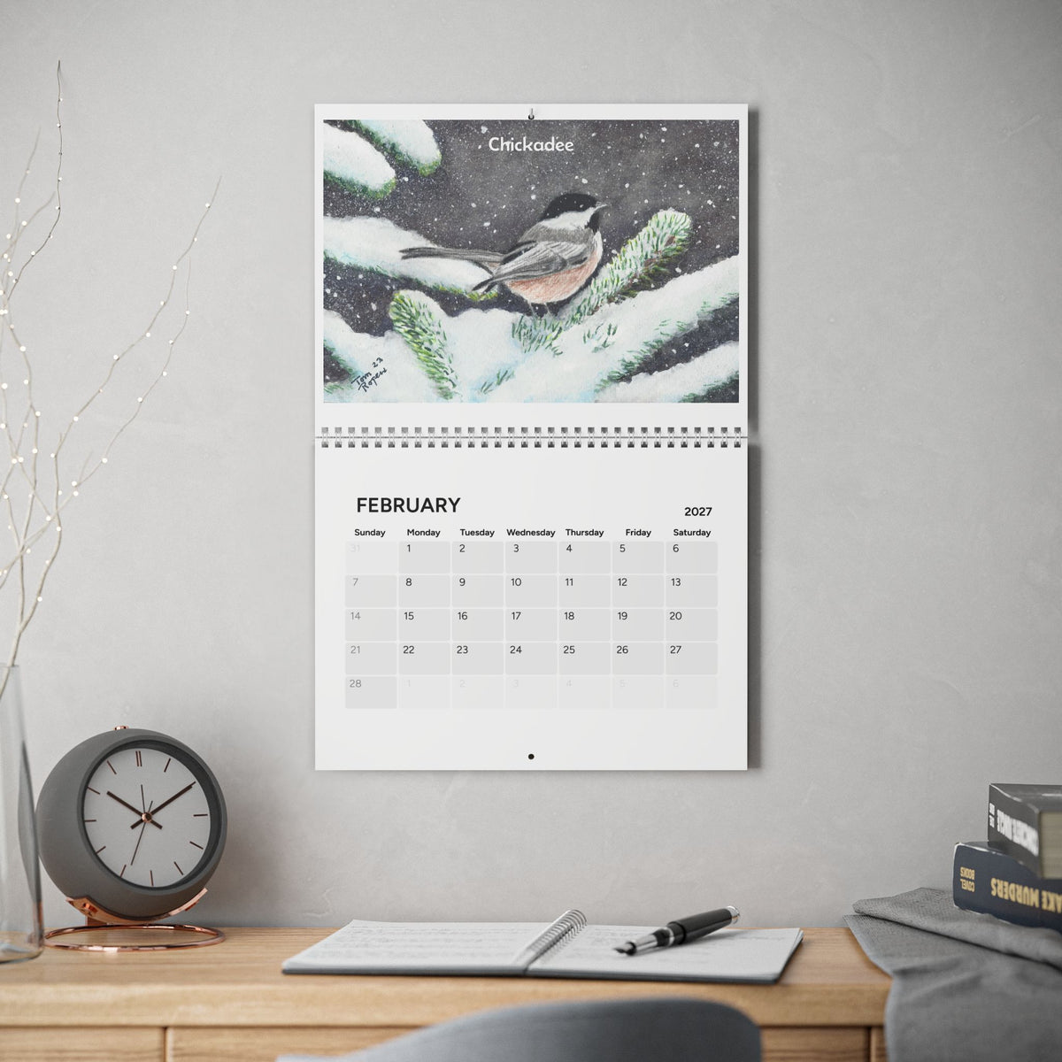 Seasonal Birds 2027 Wall Calendar — Watercolor Bird Art