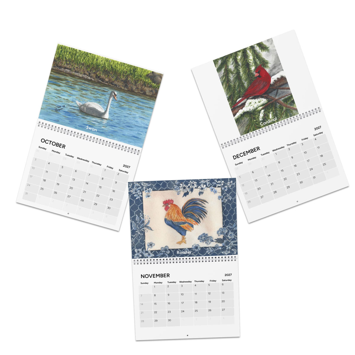 Birds of the Year 2027 Calendar — Watercolor Bird Wall Calendar