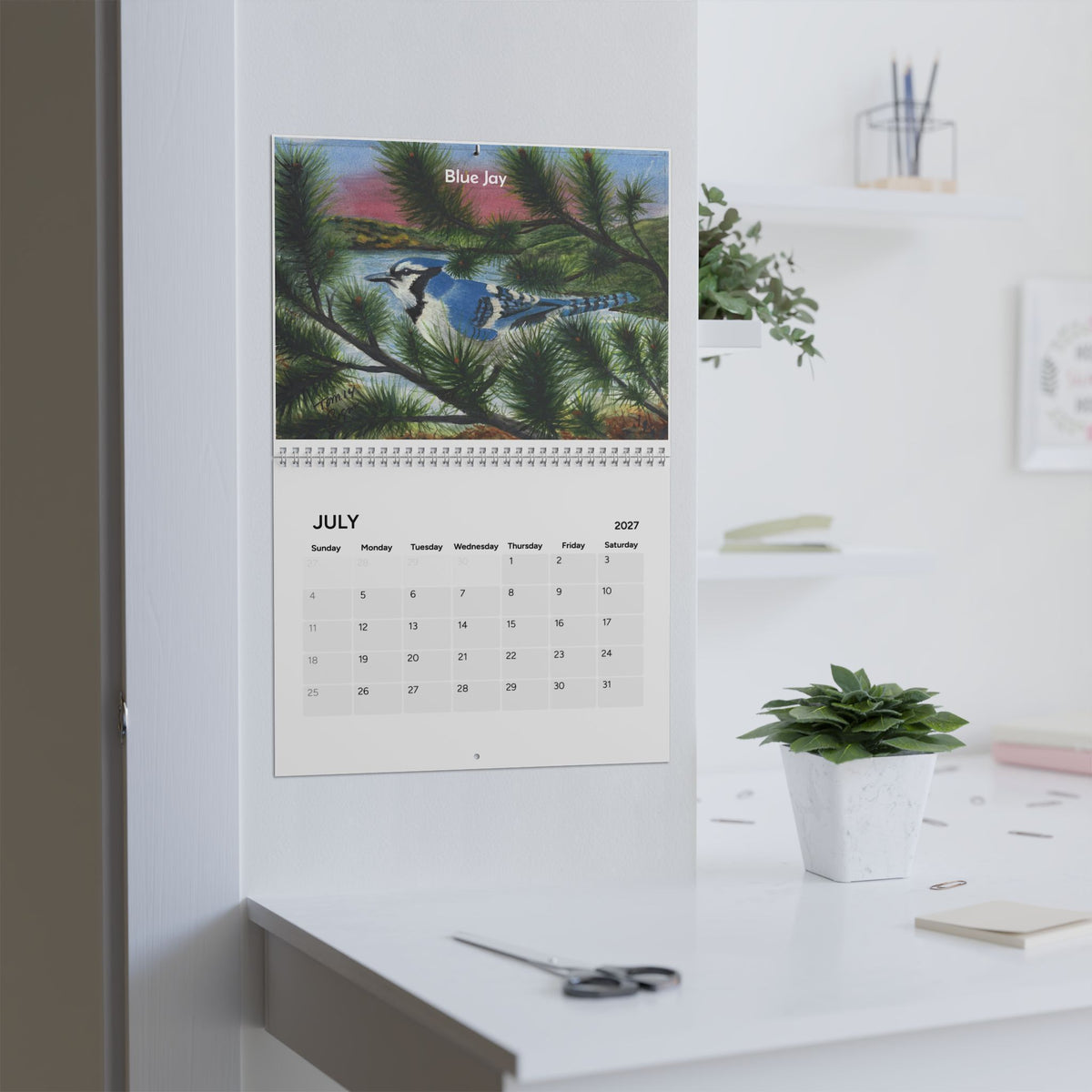 Seasonal Birds 2027 Wall Calendar — Watercolor Bird Art