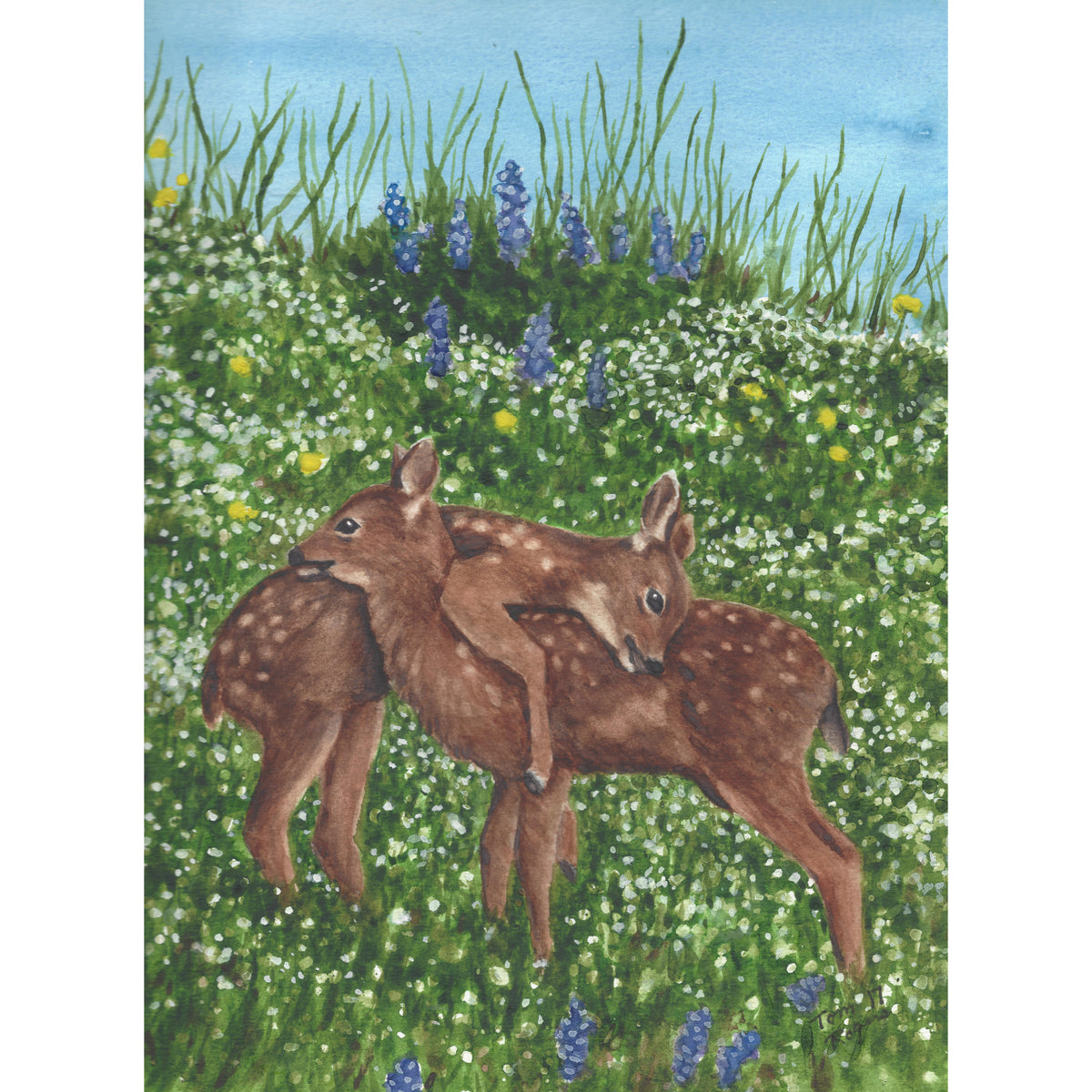 Deer in field of flowers