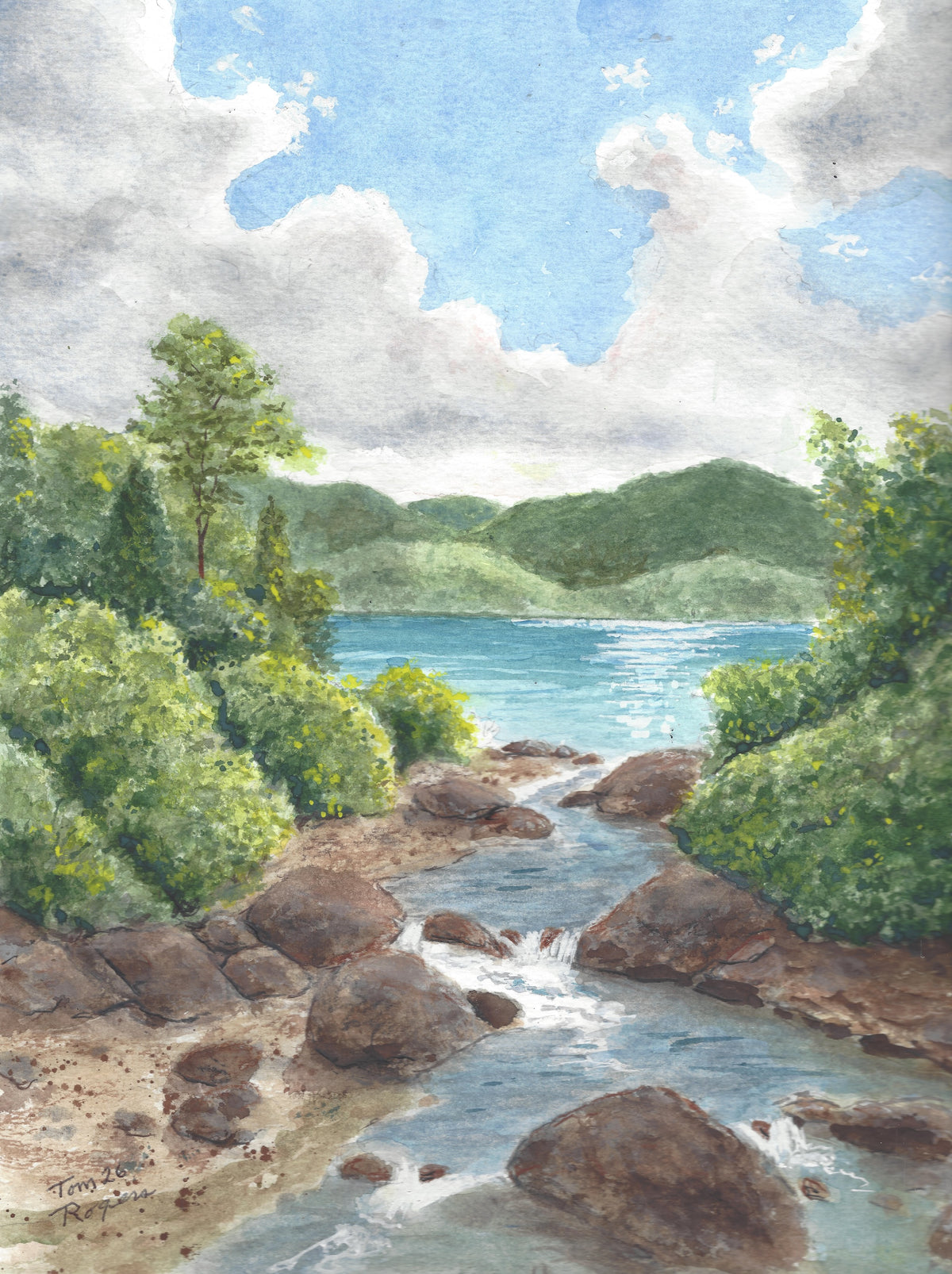 "The Outlet" Watercolor Art -- Good Old Tom