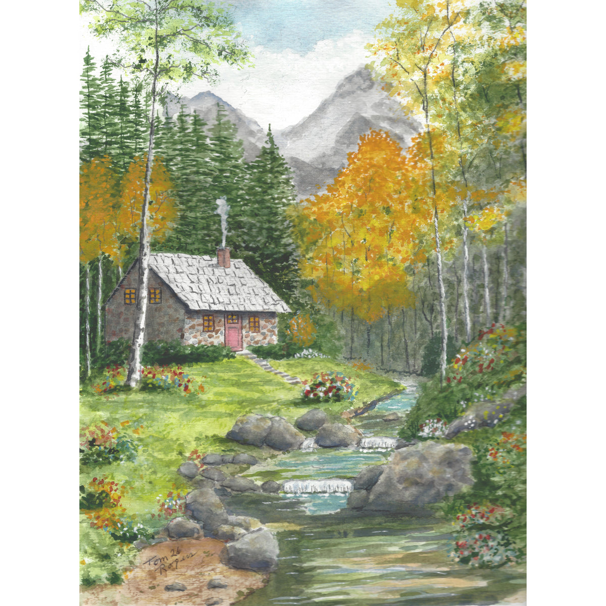 cabin in the woods watercolors