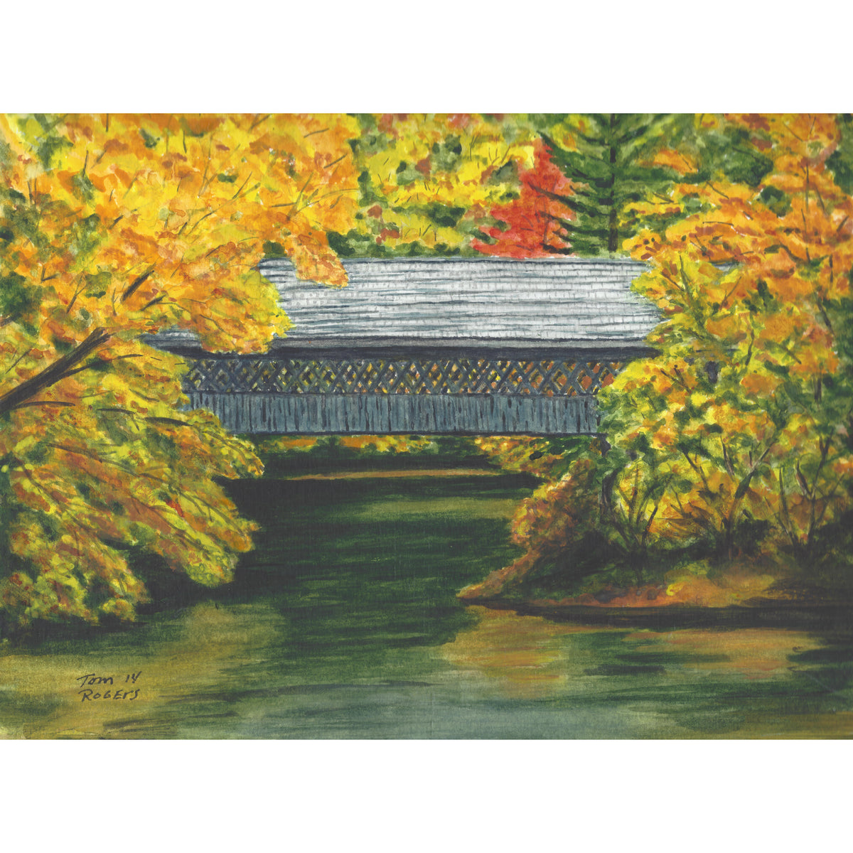 covered bridge over river