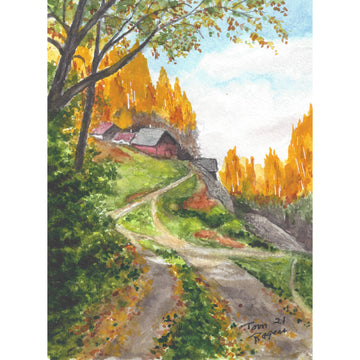 dirt road to house on hill
