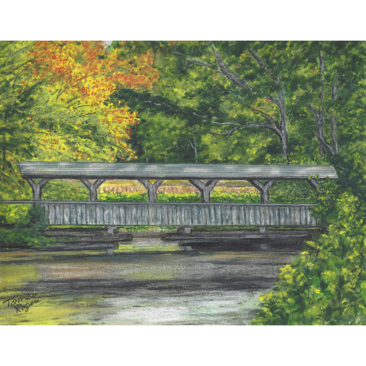 fall scene Covered bridge