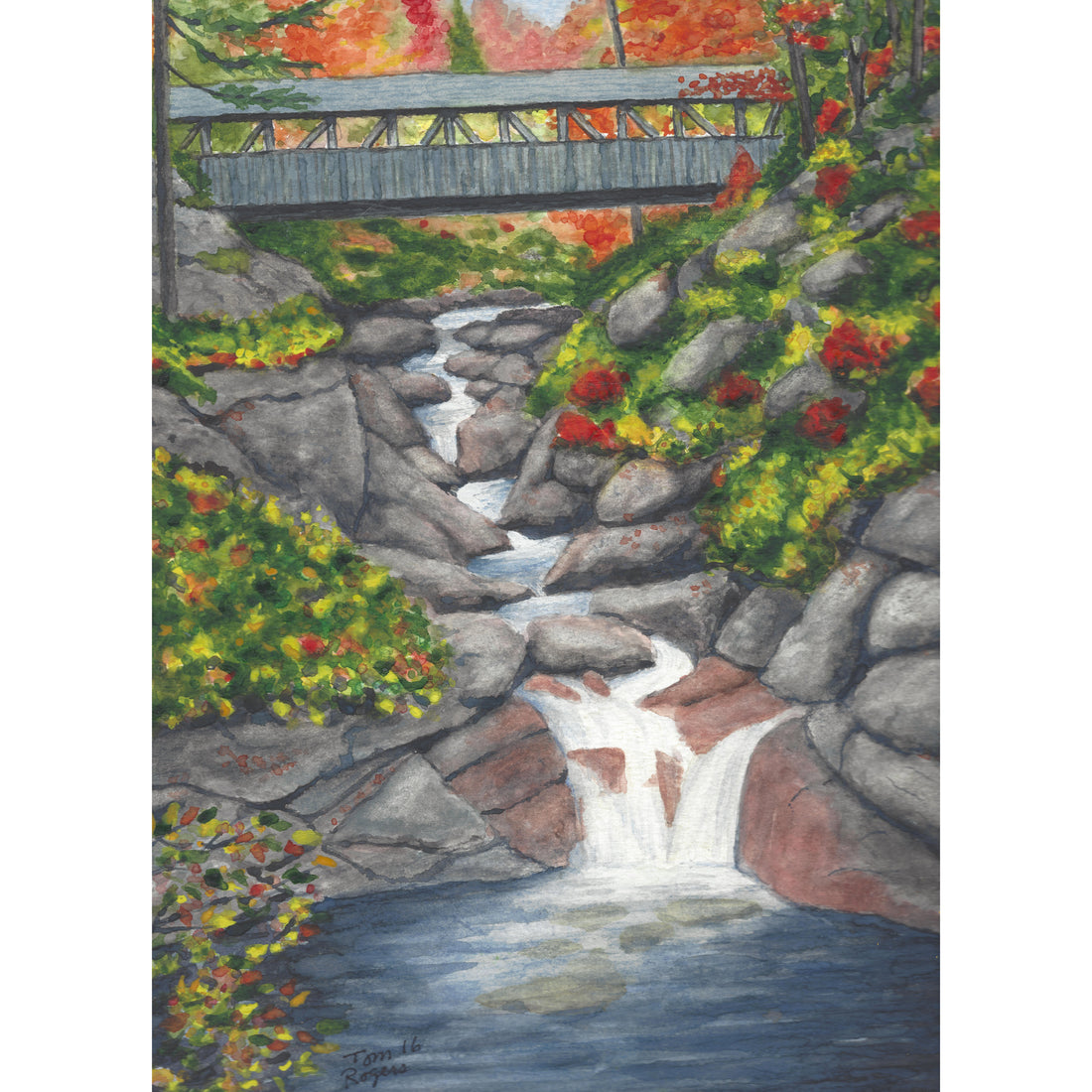 fall scene Covered bridge