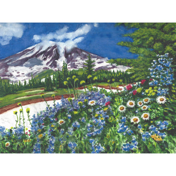 flowers in the mountains with snow